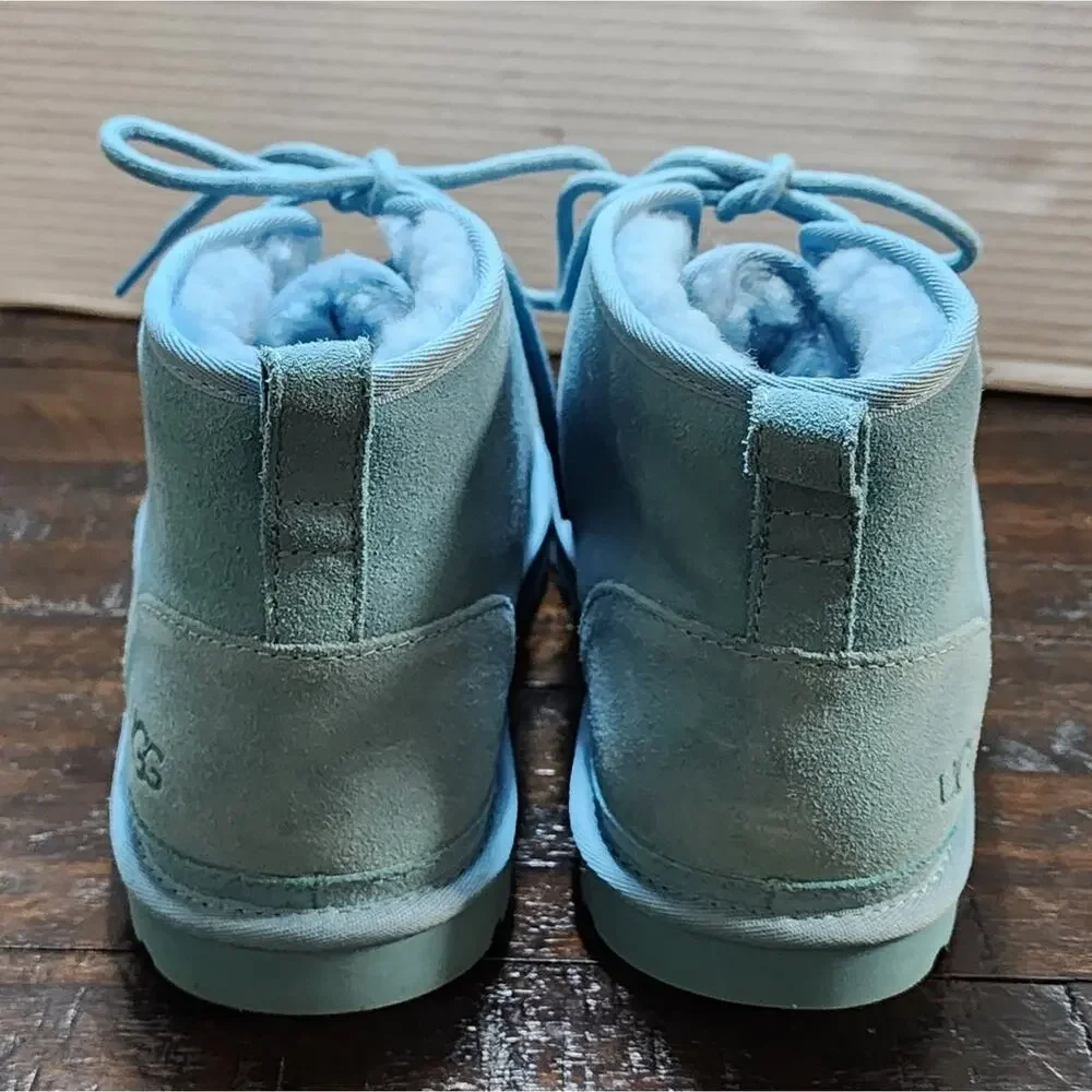 Ugg Nemuel light aqua blue‎ suede leather sherpa boots Booties men's size 11